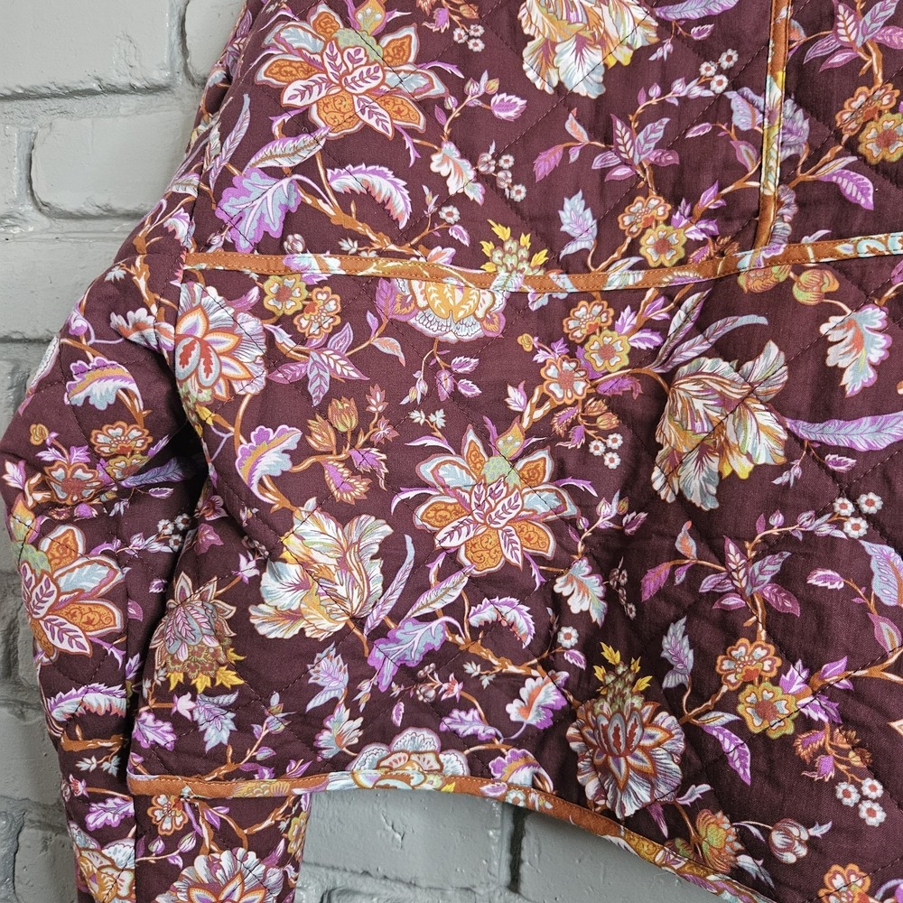 7 For All Mankind Women Cropped Quilted Floral Barn Jacket Chore Coat L Red NWT - Picture 7 of 16